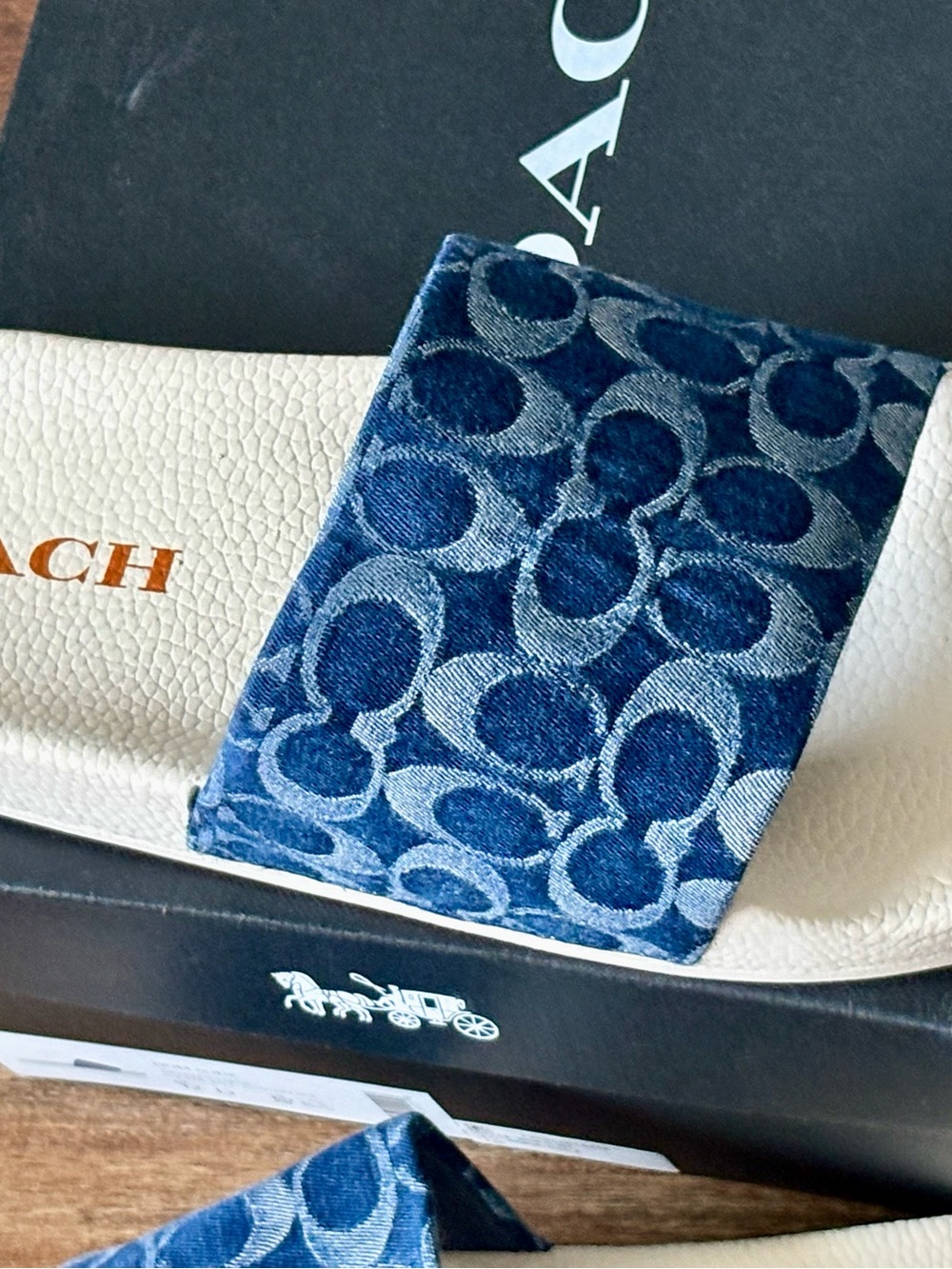 COACH Blue Signature Logo Slide Sandals blue Denim Men’s Slide Sandals New Sz 12 - Picture 4 of 9